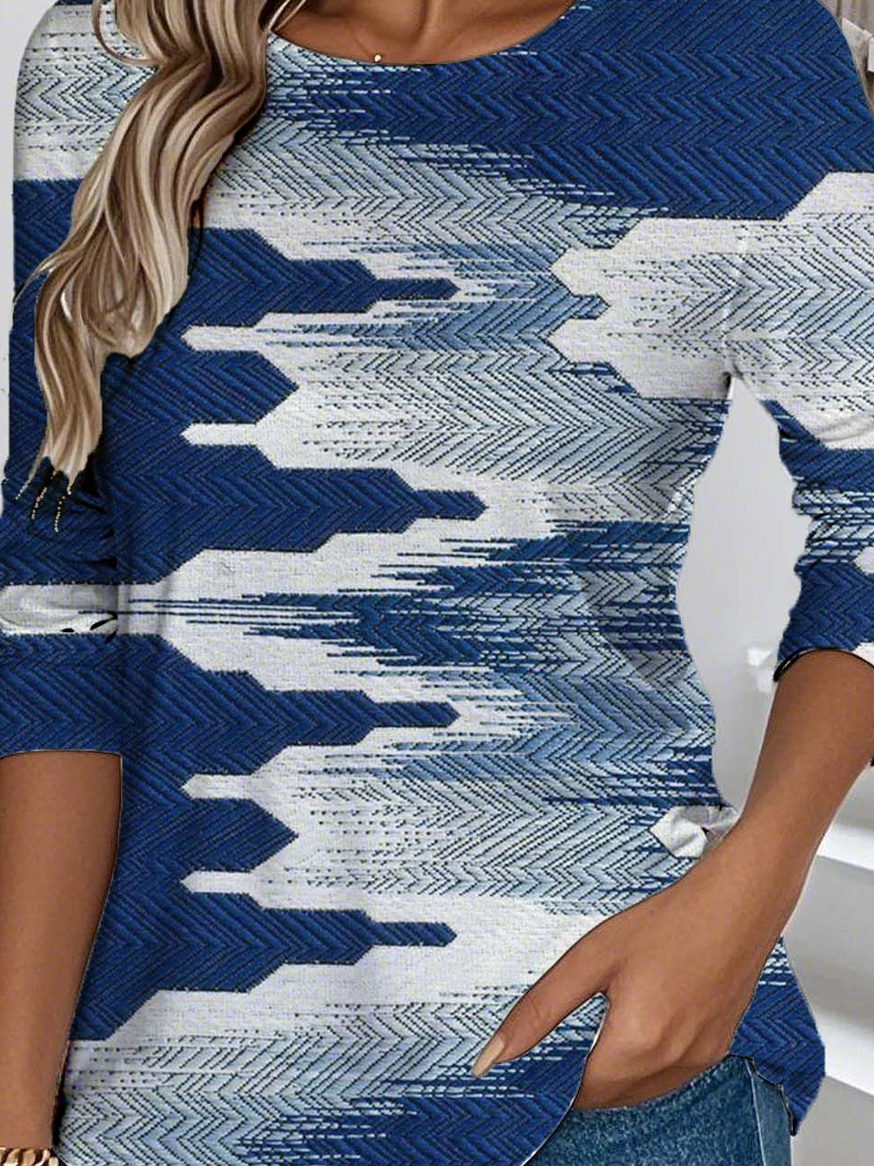 Jersey Crew Neck Casual Striped T-Shirt