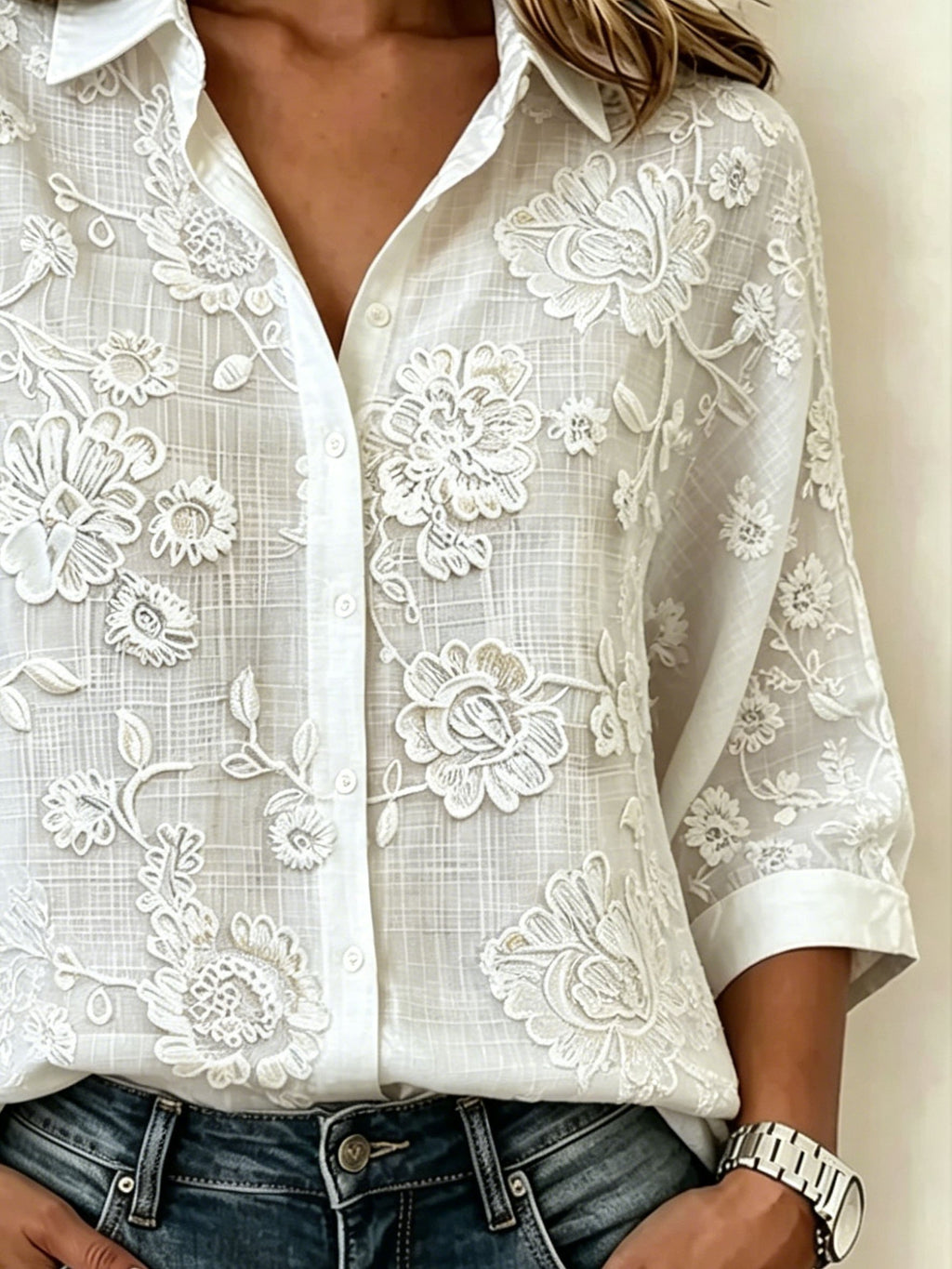 3D Printing Loose Elegant Abstract Floral Casual Shirt