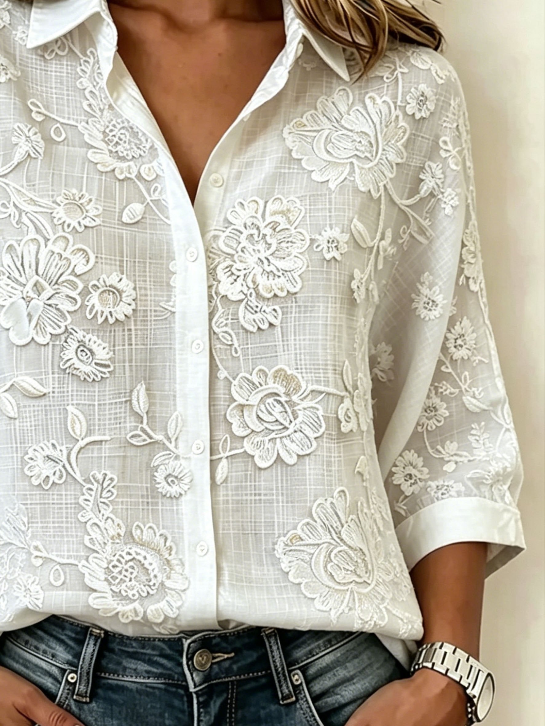 3D Printing Loose Elegant Abstract Floral Casual Shirt