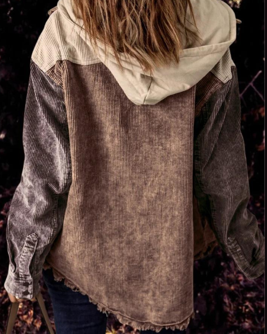 Hoodie Vintage Loose Multicolor Block Jacket