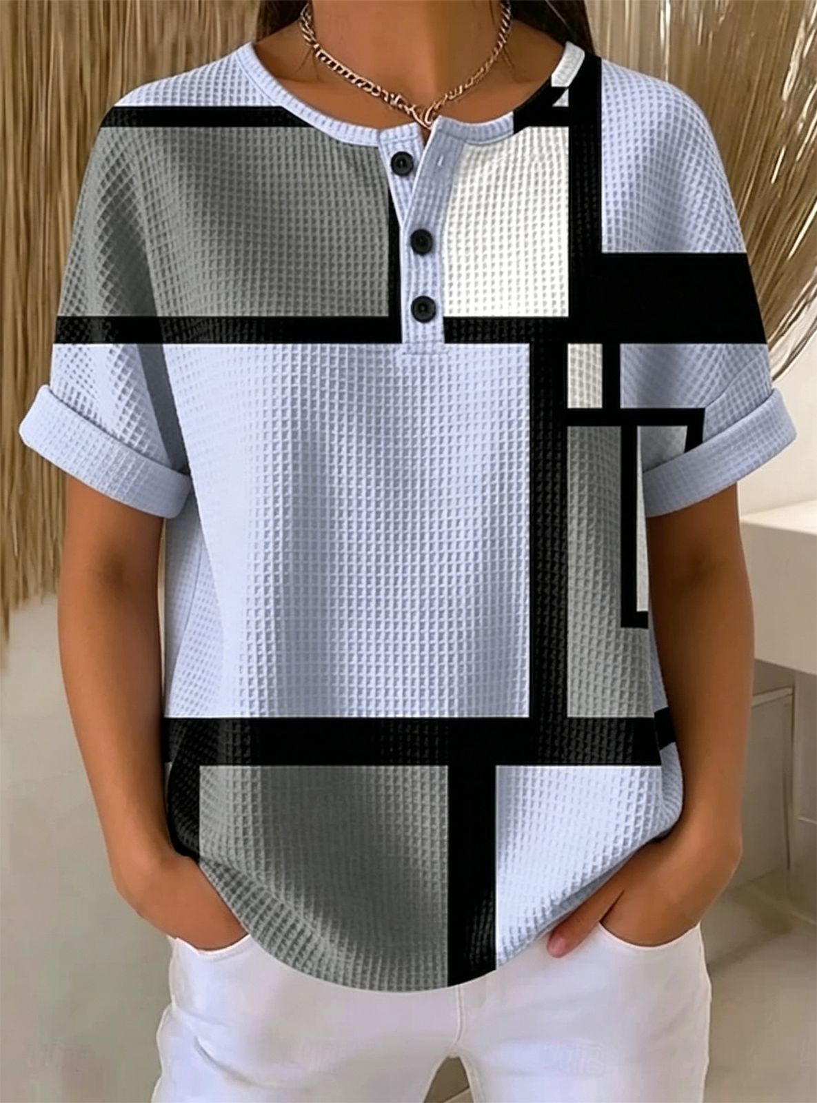 Casual Geometric Others Loose T-Shirt