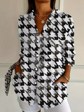 Regular Fit Casual Houndstooth Cotton Shirt