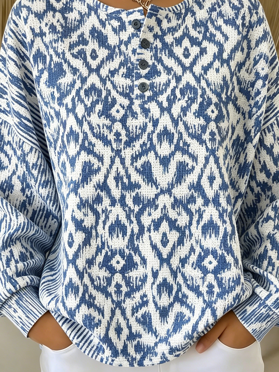 Loose Others Geometric Casual Sweatshirt
