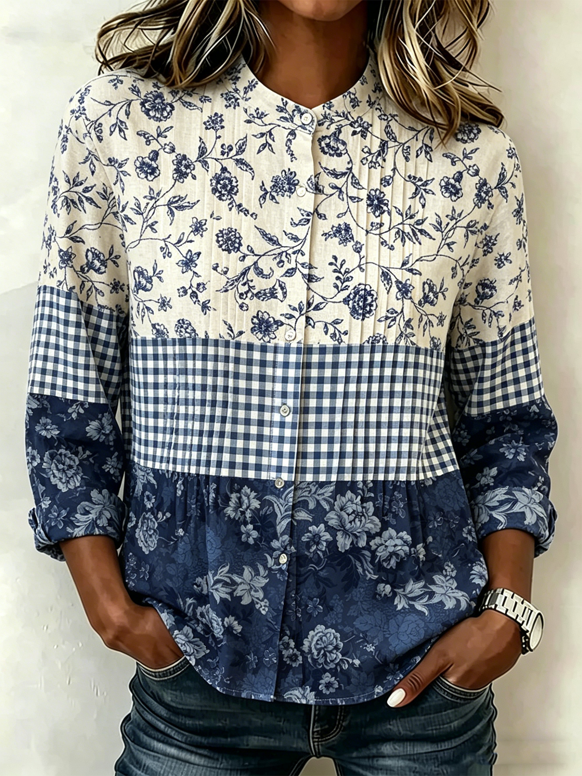 Others Elegant Plain Linen Blend Shirt