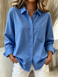 Shawl Collar Casual Loose Plain Shirt