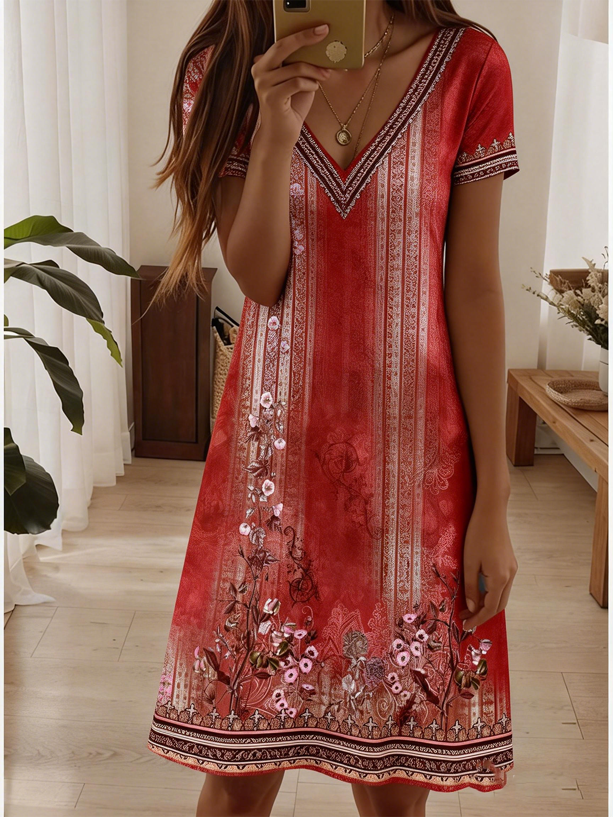 Elegant Gradient Pattern Dress With No