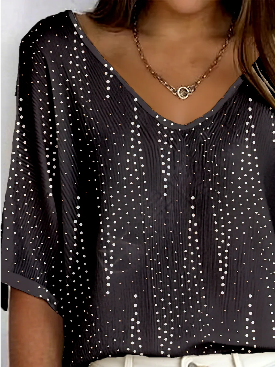 Women's Ribbed T-Shirt Casual Comfort 3/4 Sleeves Regular Top