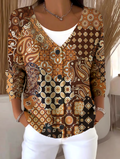 Casual V Neck Loose Geometric Cardigan