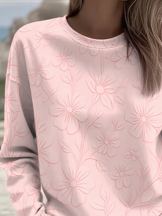 Loose Floral Casual Sweatshirt