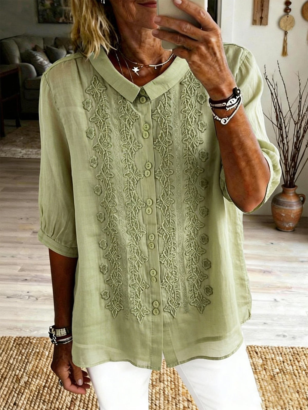 Elegant Linen Blend Shawl Collar Shirt