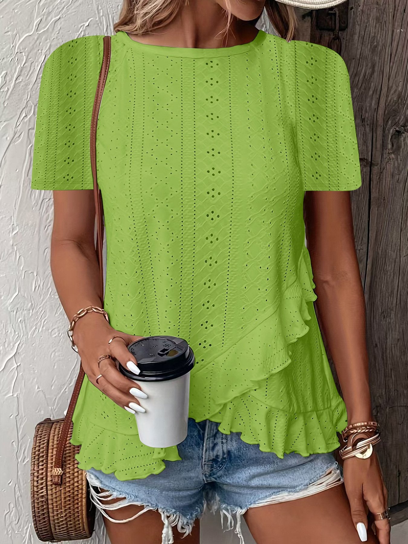 Crew Neck Elegant Loose Cotton T-Shirt