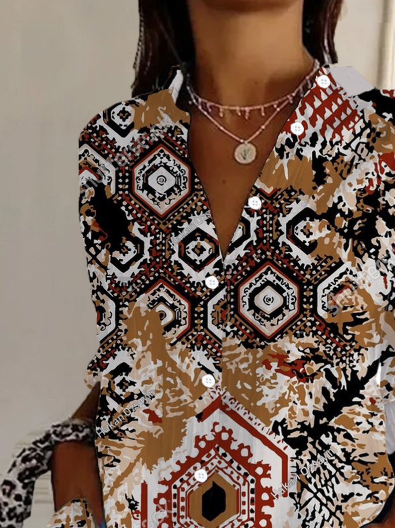 Ethnic Print Long Sleeve Shirt