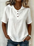Linen Blend Loose Casual T-Shirt