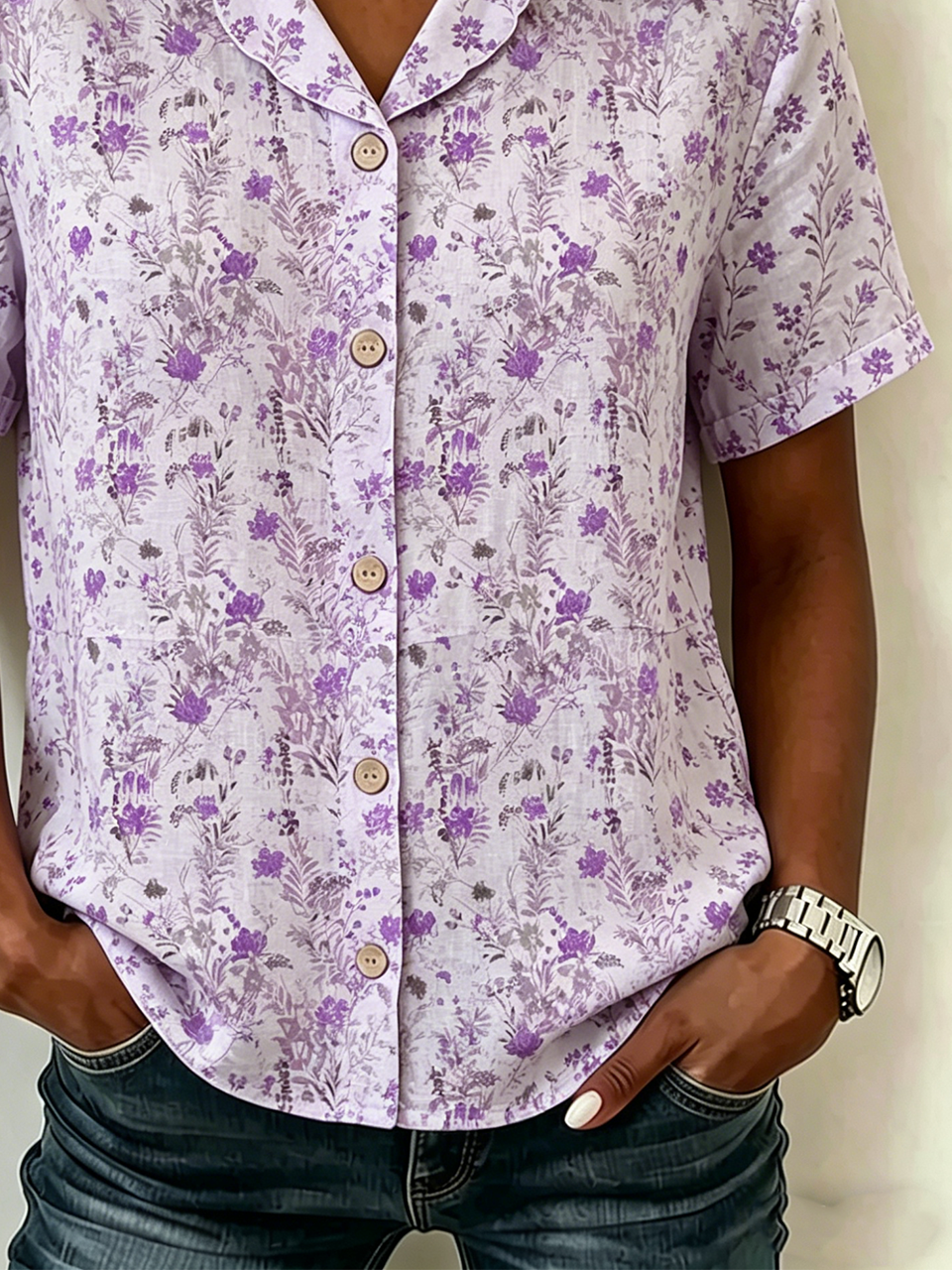 Elegant Shawl Collar Linen Blend Shirt