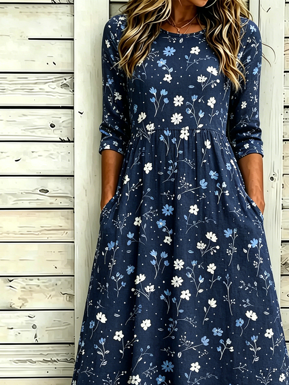 Loose Others Floral Vintage Dress With No
