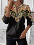 Casual Ethnic Geometry Crew Neck Loose Sweater