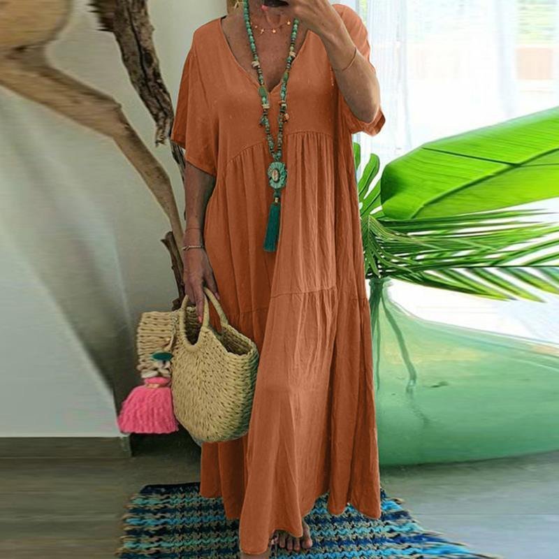 Casual Cotton-Blend Dress With No
