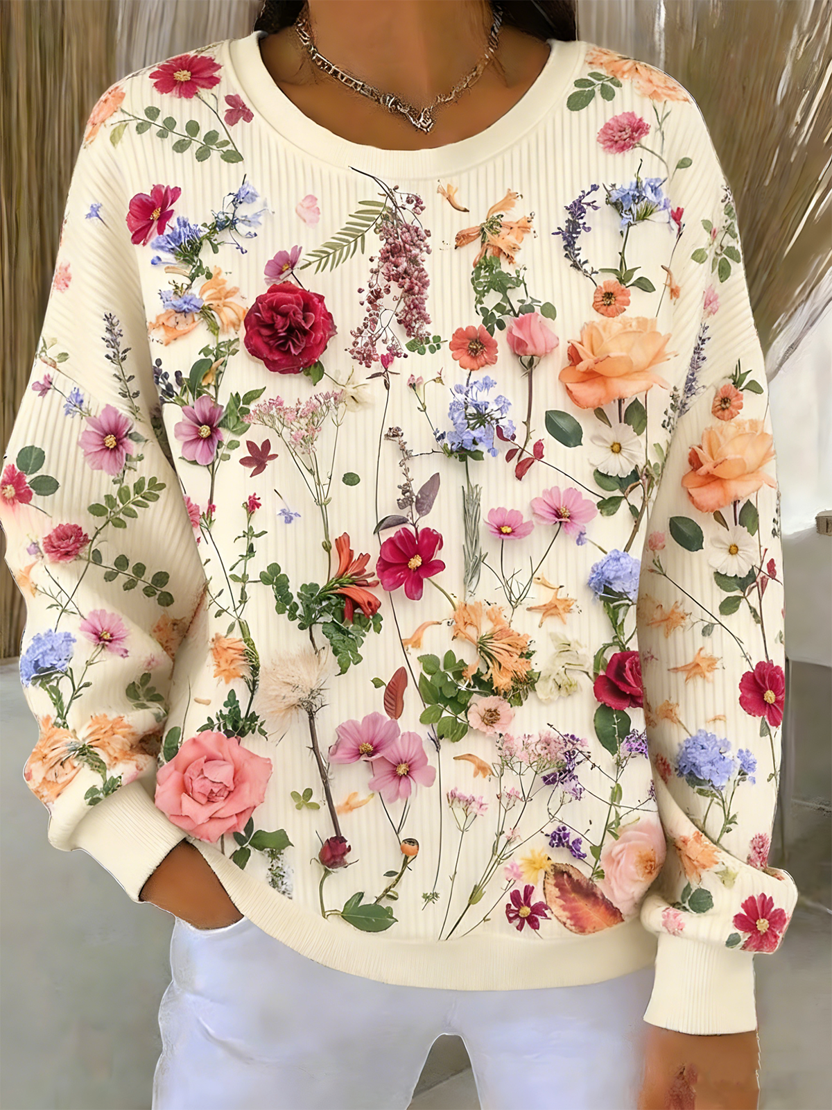 Casual Crew Neck Loose Sweatshirt