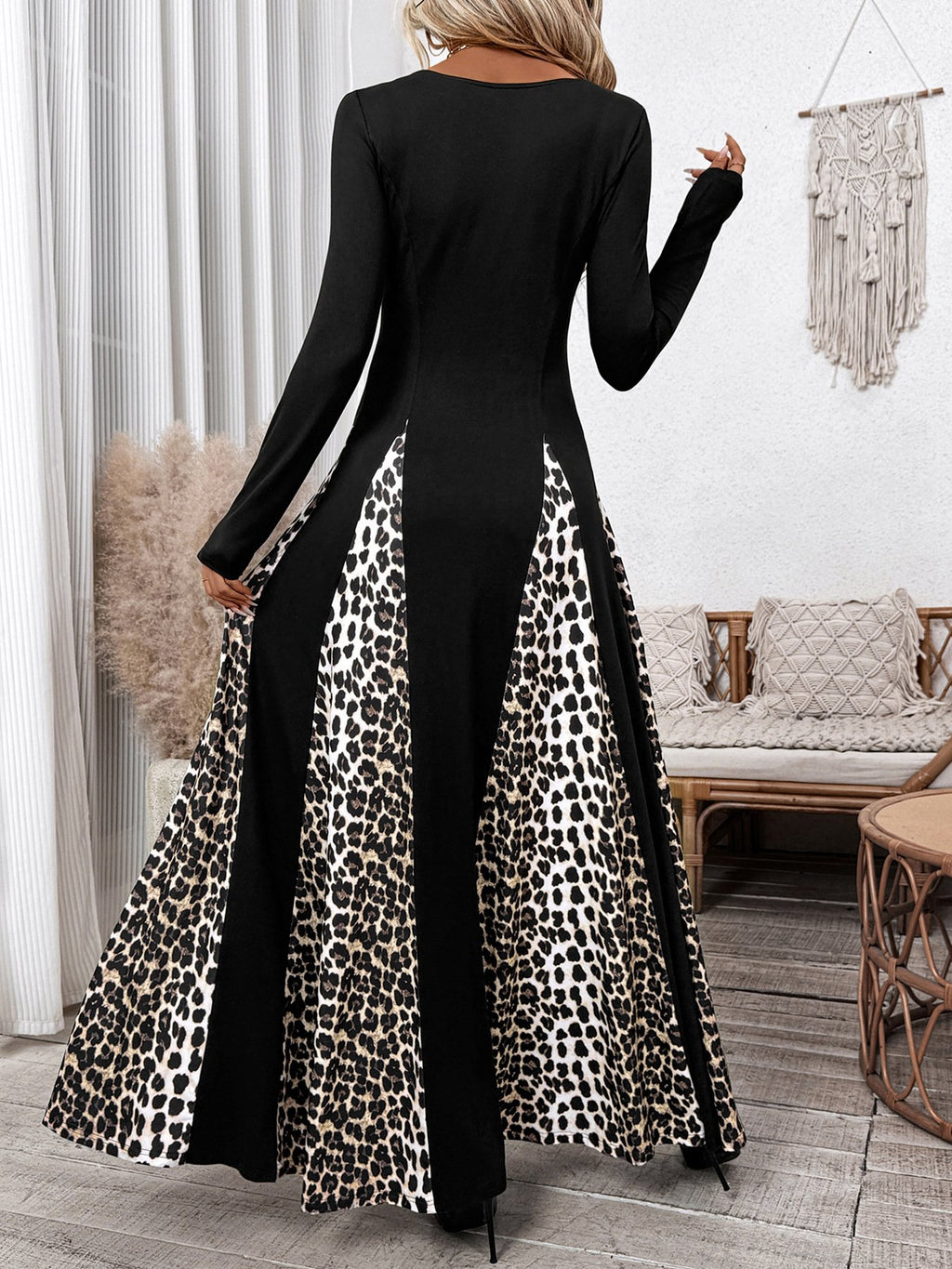 Vintage Regular Fit Others Leopard Dress With No