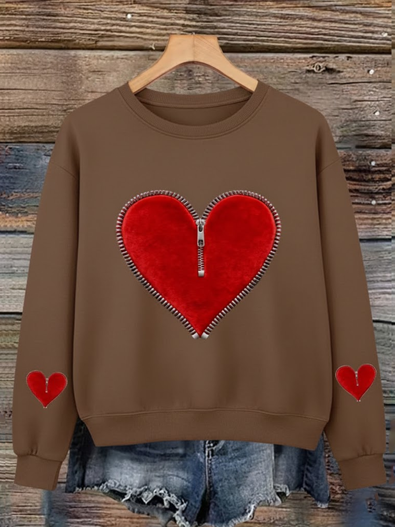 Heart/Cordate Casual Loose Printing Sweatshirt