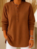 Casual Plain Stand Collar Blouse
