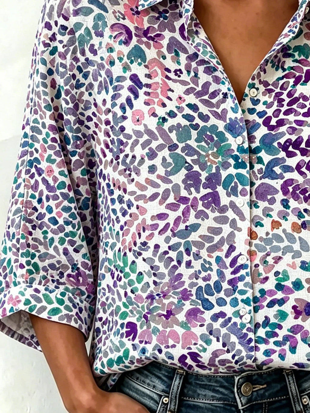 Loose Elegant Abstract Floral Casual Shirt