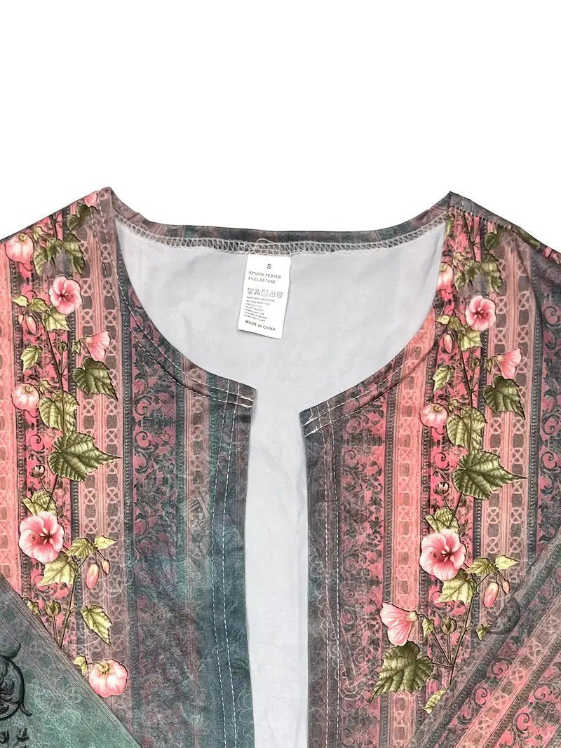 Crew Neck Gradient Pattern Vintage Jacket