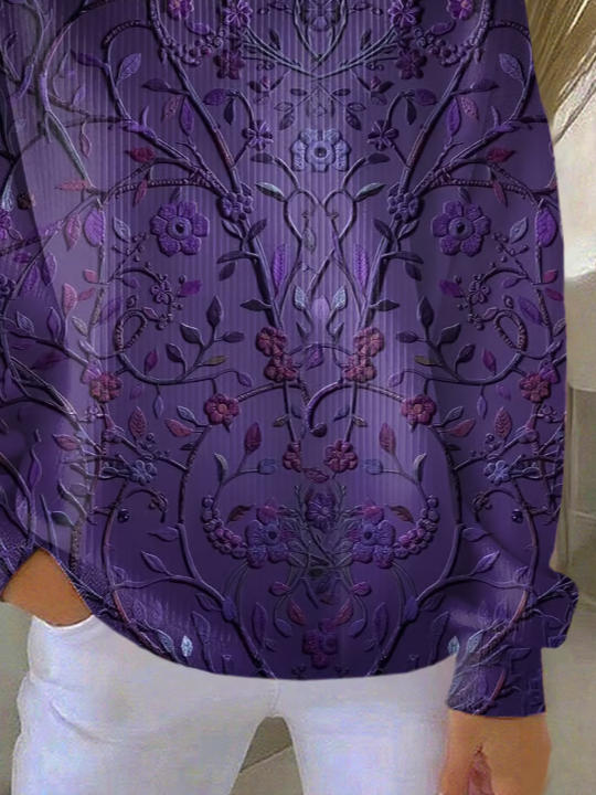 Casual Loose Floral Printing Sweatshirt