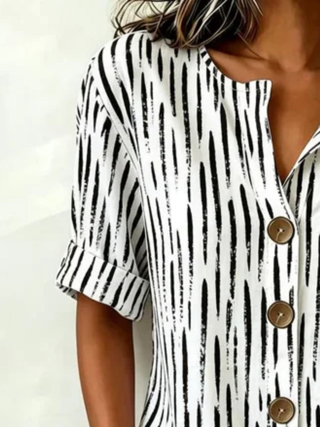 V Neck Regular Fit Geometric Vintage Blouse