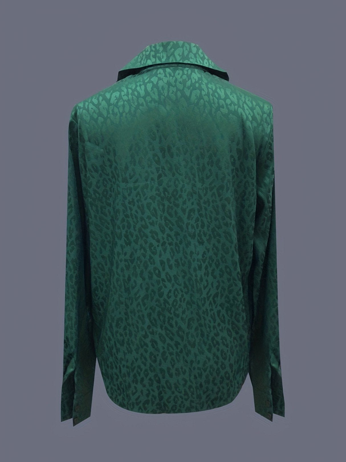 Leopard Jaquard Satin Long Sleeve Elegant Casual Shirt