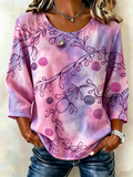 Loose Gradient Pattern Elegant Cotton And Linen Shirt