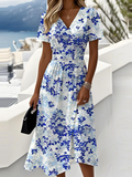 Casual Regular Fit V Neck Floral Dress