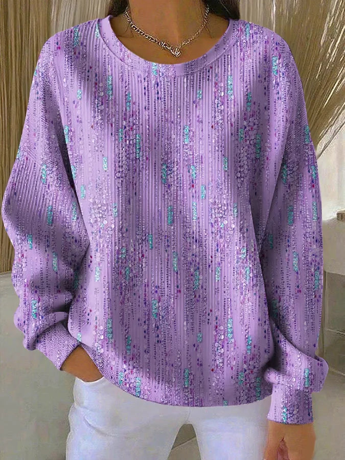 Loose Abstract Crew Neck Casual Sweatshirt