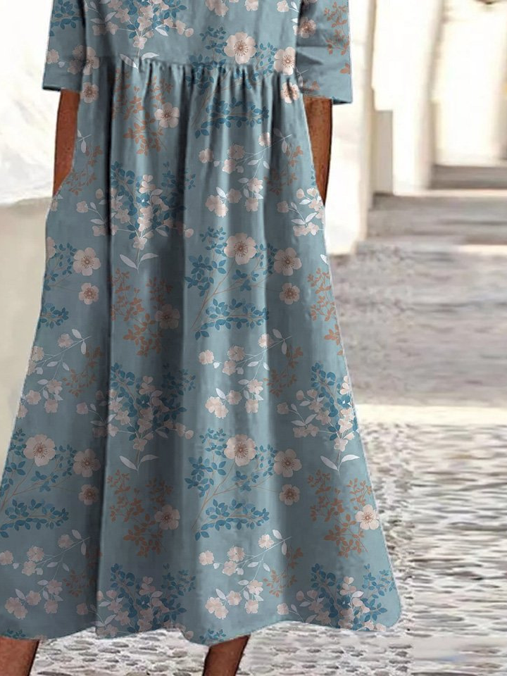 Floral Loose Elegant Dress With No