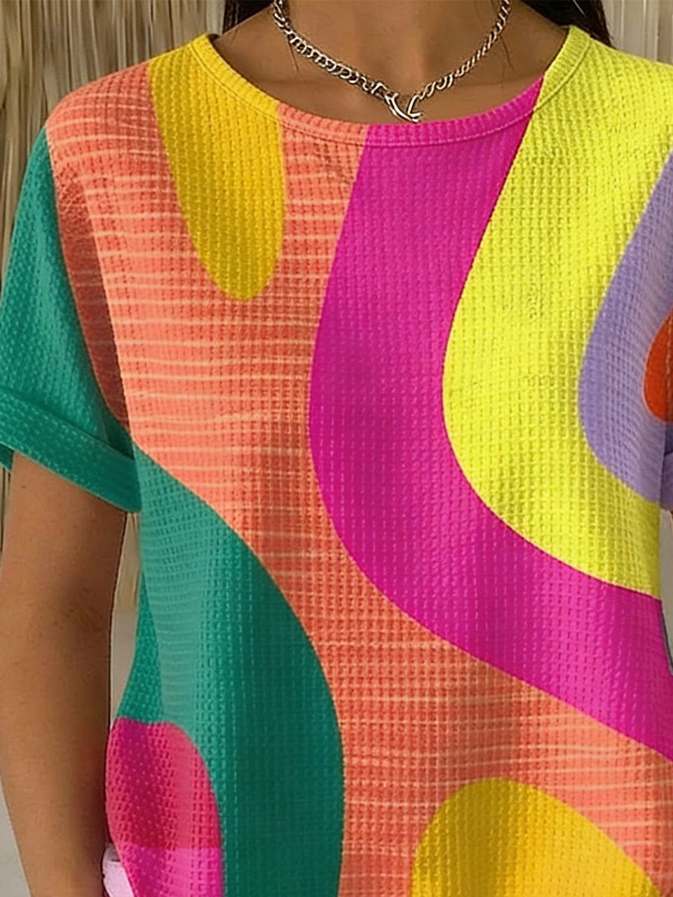 Loose Casual Others Geometric T-Shirt