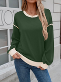 Color Block Crew Neck Casual Sweatshirt