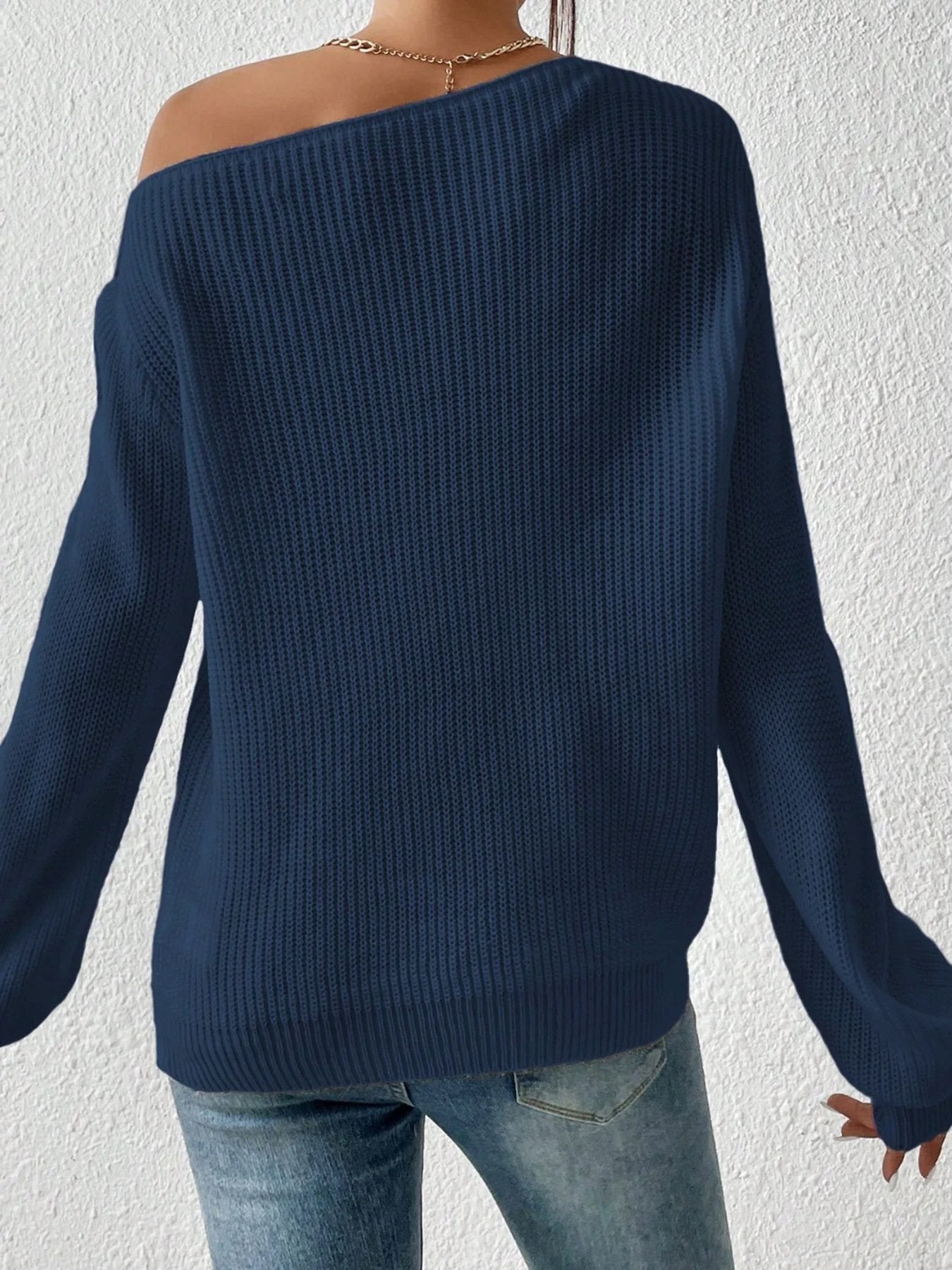 Casual Regular Fit Off The Shoulder Sweater