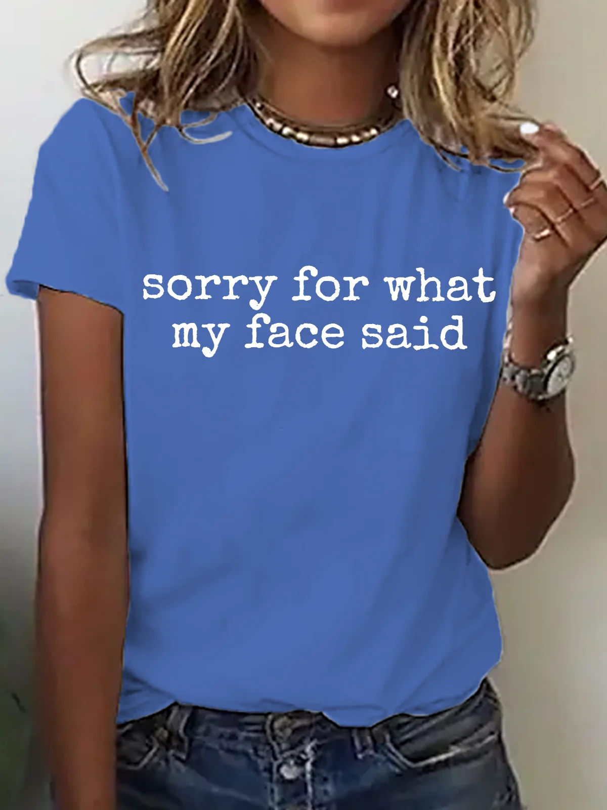 Women's ‘Sorry for What My Face Saidâ€?Slogan short sleeved T-shirt