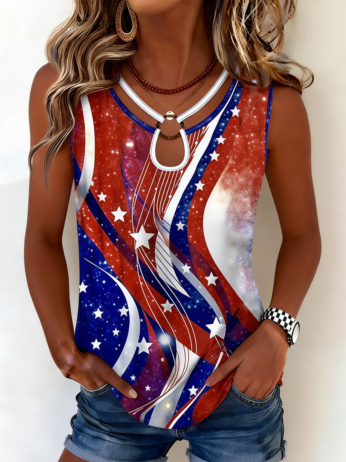 Loose Independence Day Others Elegant Tank Top