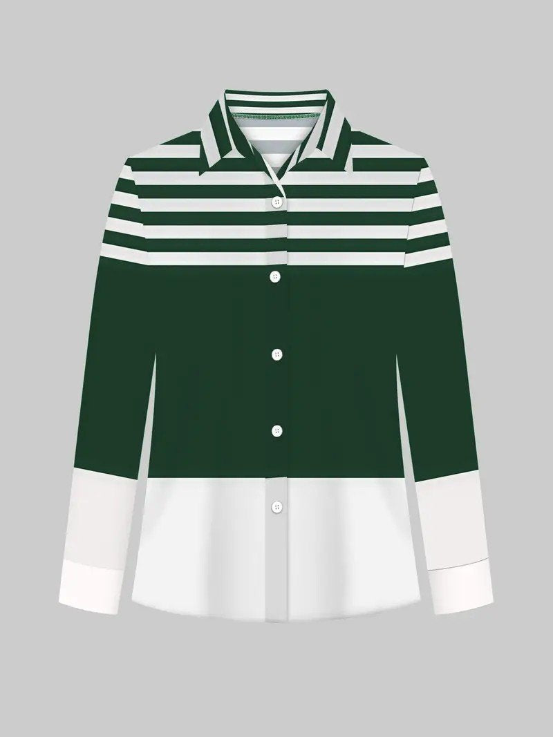 Loose Shirt Collar Casual Striped Shirt