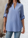 Light Blue Striped V-Neck Top
