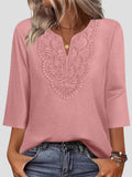 Loose Cotton-Blend Elegant Others T-Shirt
