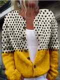 Women 3D Printing Casual Spring/Fall Knitted Micro-Elasticity Loose Long Sleeve Crew Neck H-Line Cardigans