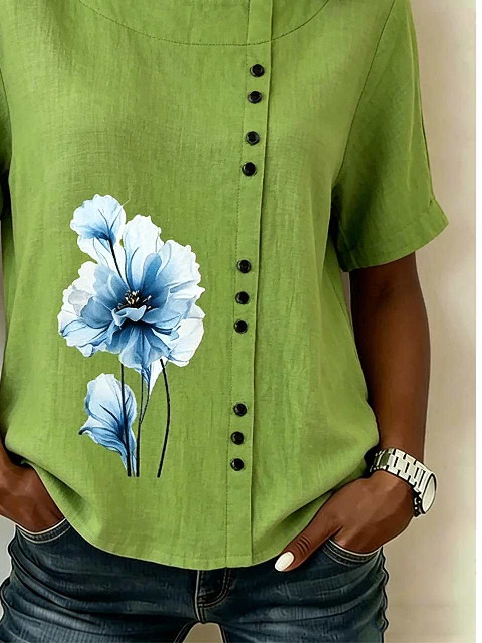 Loose Linen Blend Vintage Shirt