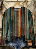 Striped Loose Casual Crew Neck Sweatshirt