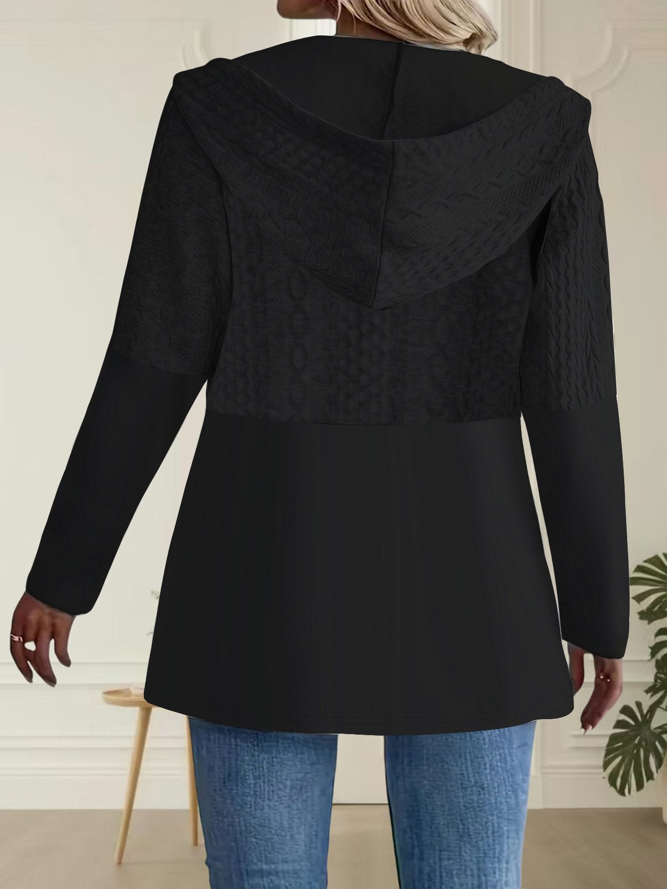 Loose Casual Hoodie Multicolor Block Jacket