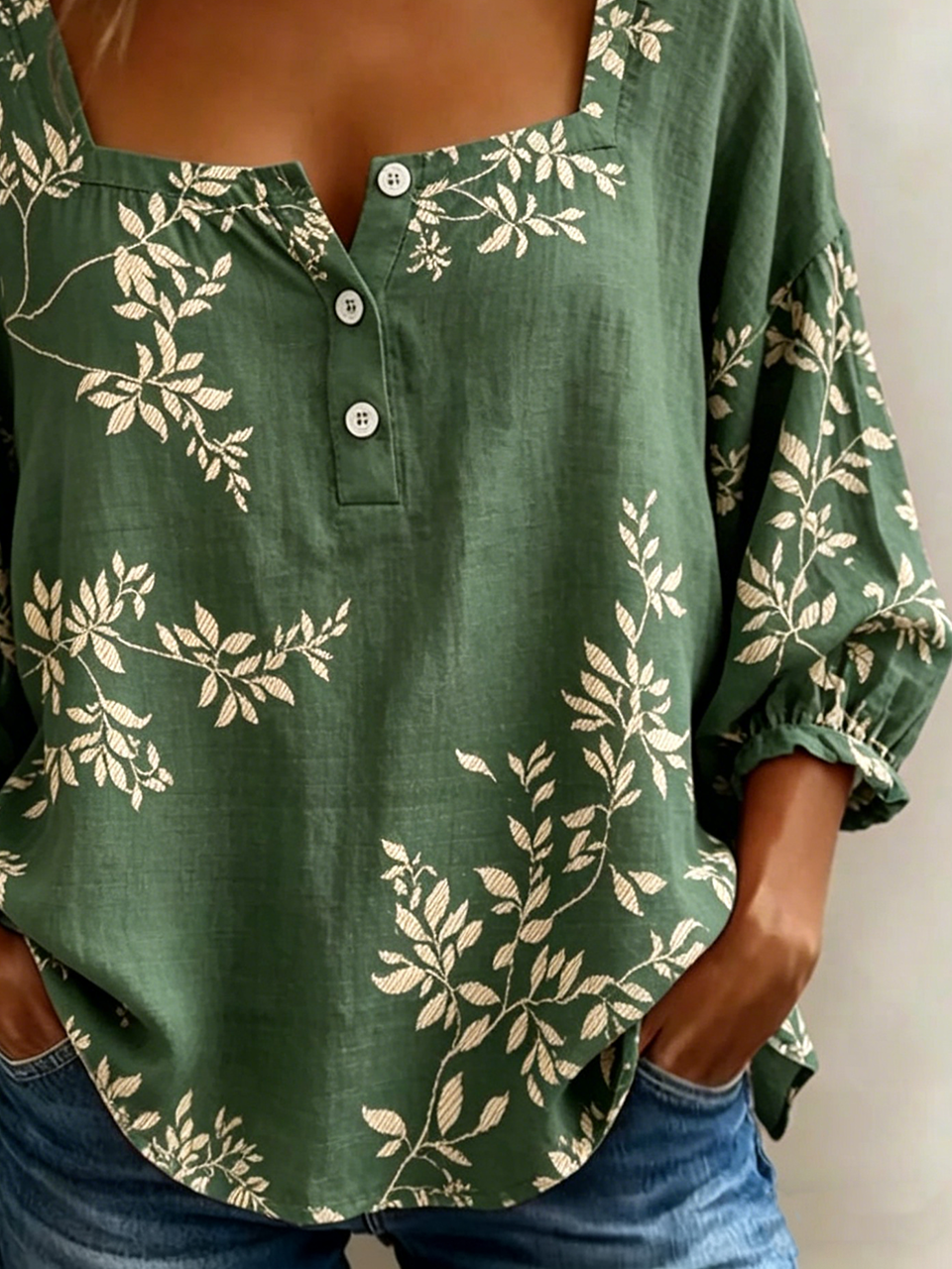 Botanical Pattern Loose Vintage Others Shirt