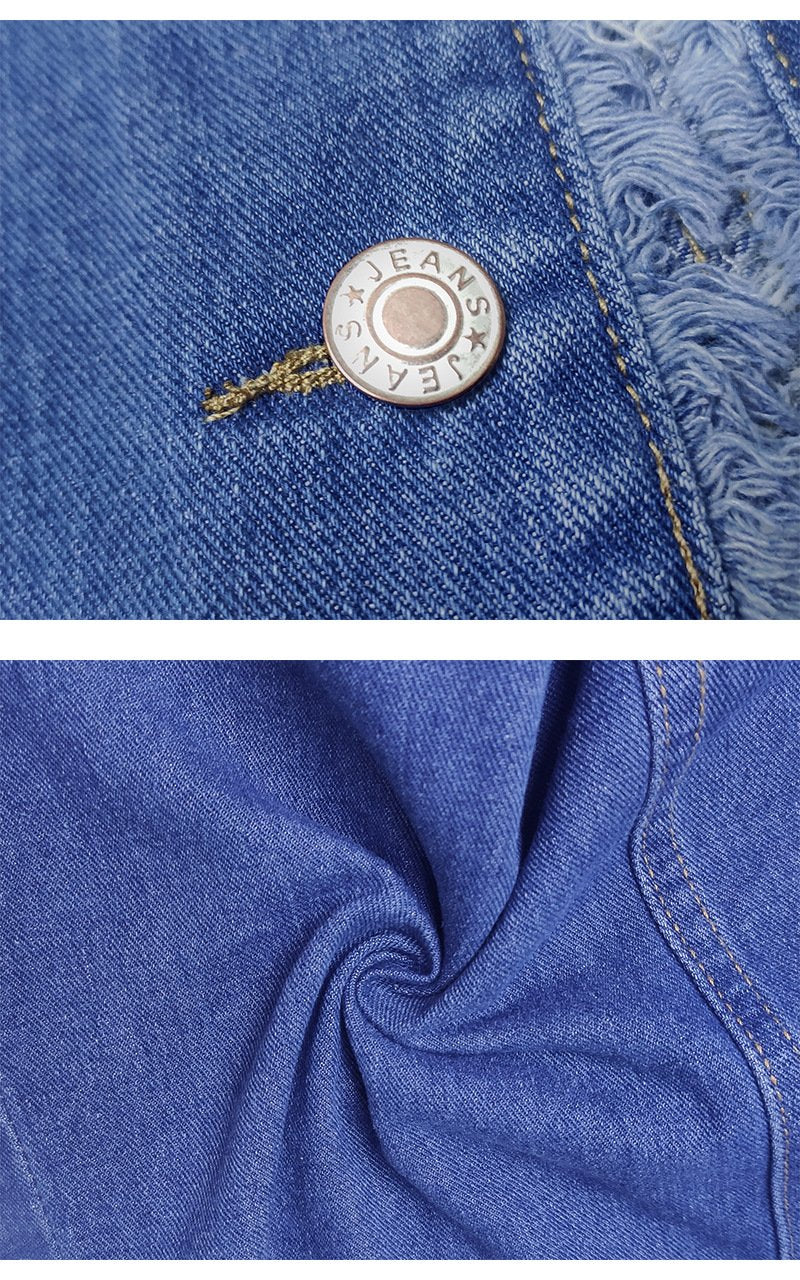 Regular Fit Elegant Denim Mock Neck Jacket