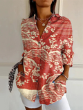 Botanical Pattern Shirt Collar Vintage Shirt