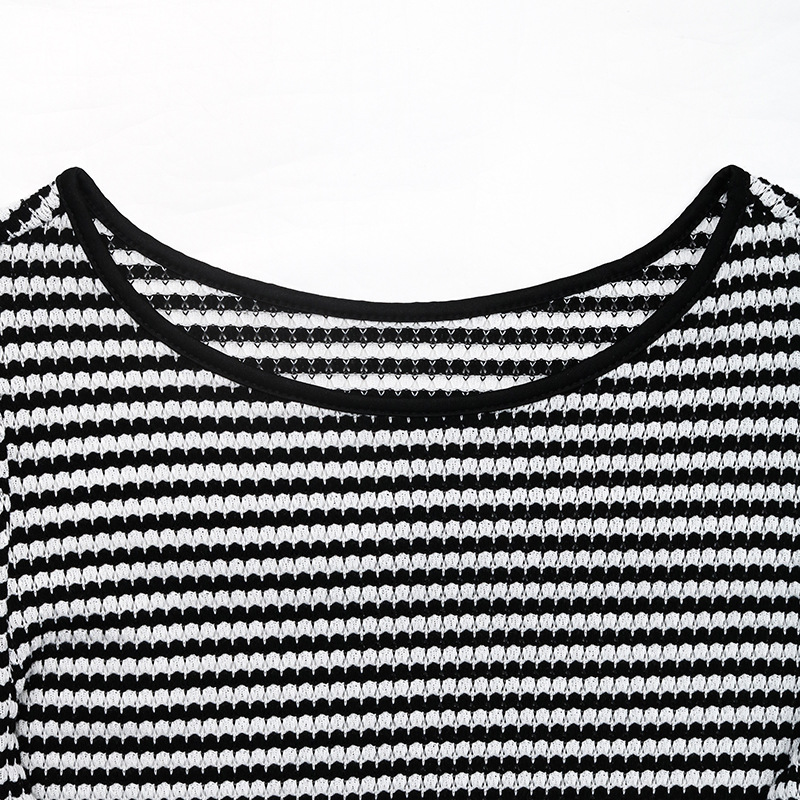 Striped Jersey Texture Fabric Summer Daily Going Out Casual T-Shirt